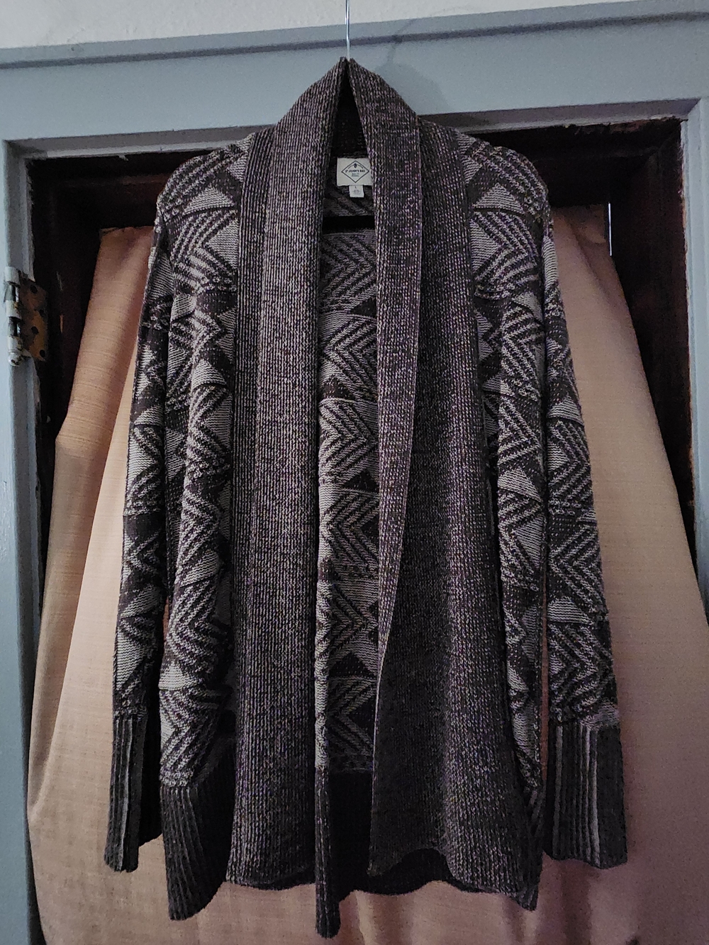 St. John's Bay Shawl-Collar Knit Cardigan in Brown and Tan